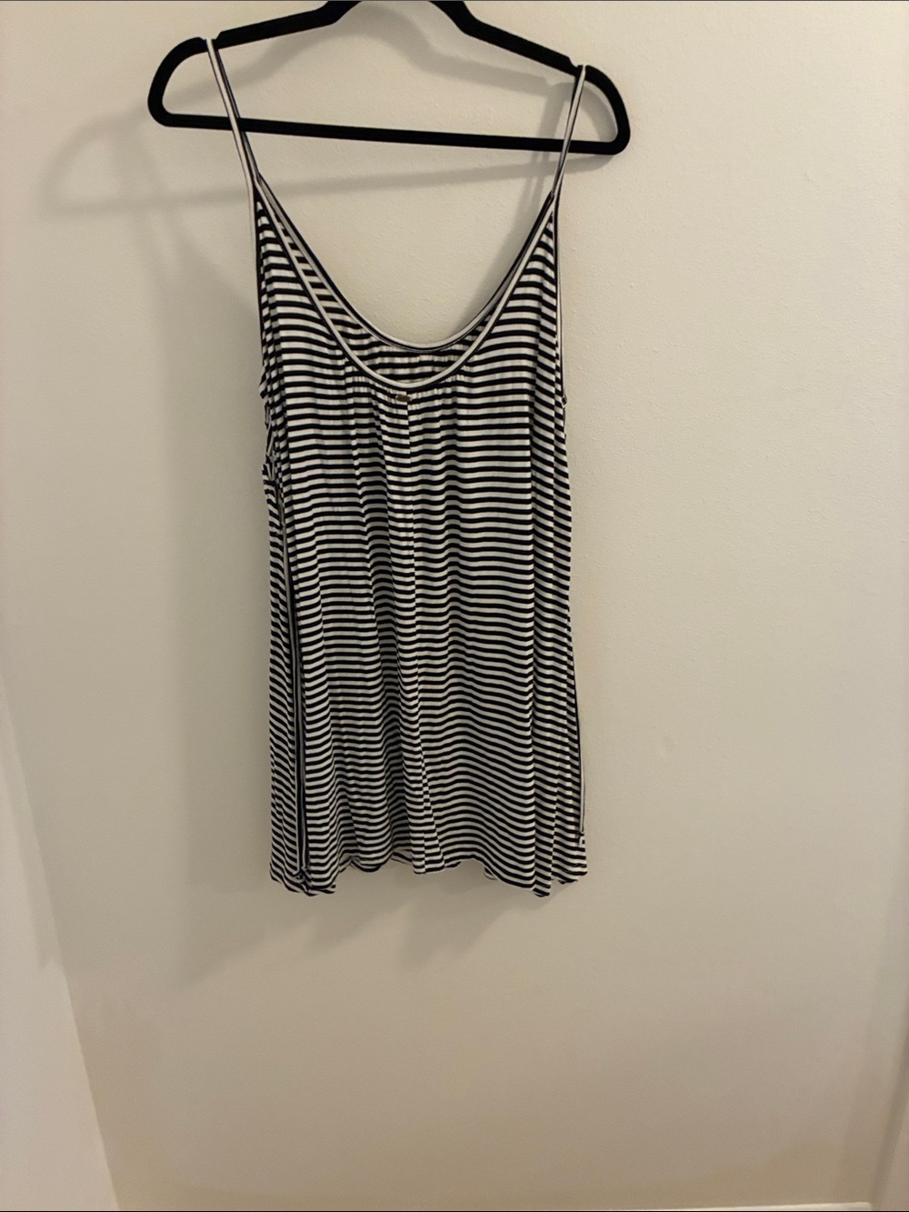 Striped Black & White Spaghetti Strap Bathing Suit Cover